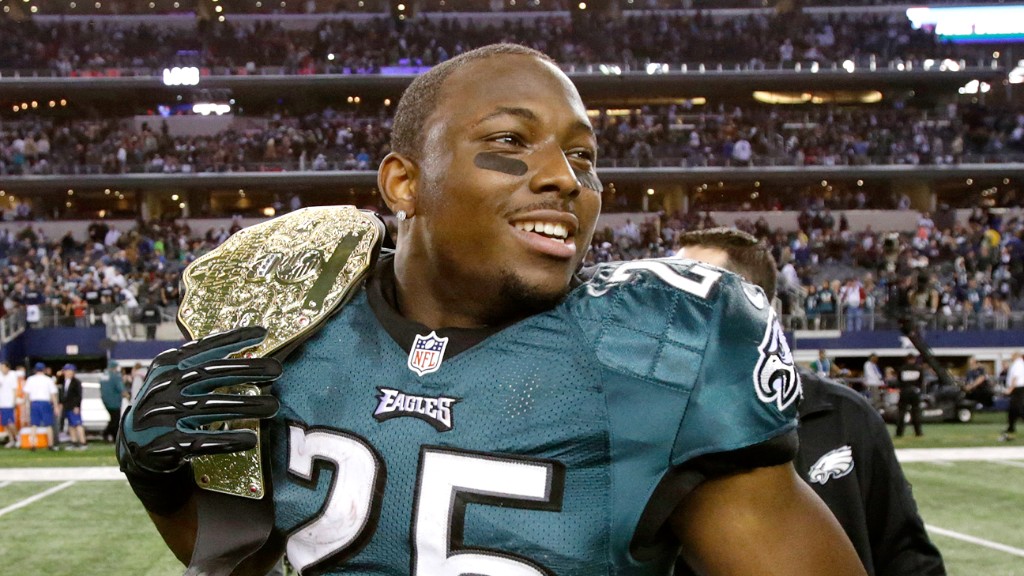 LeSean "Shady" McCoy with Eagles championship belt